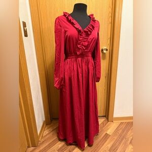 Nordstrom Elegant Red Long Sleeve Dress